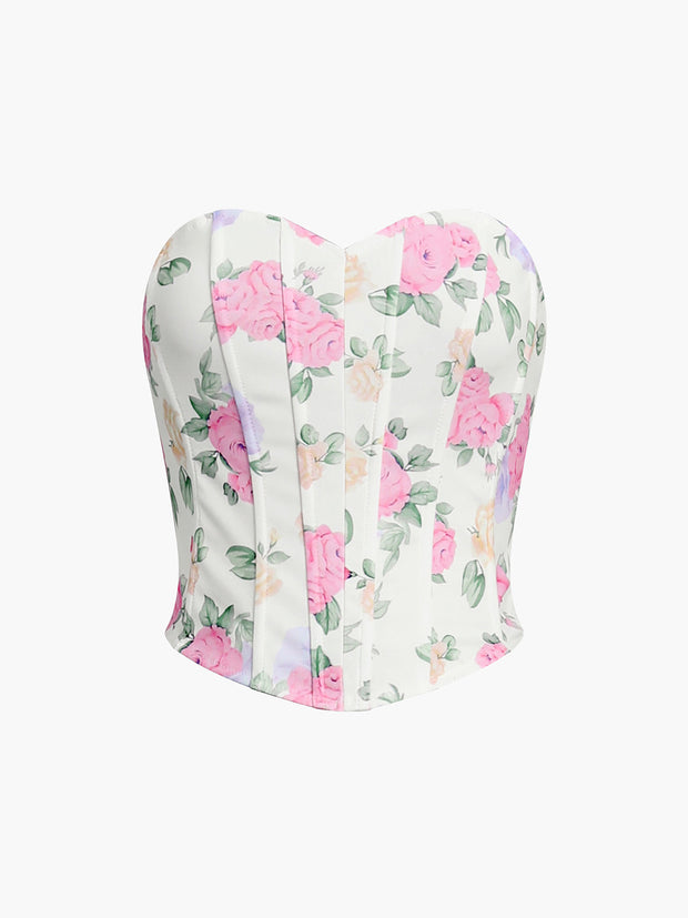 Nora - Corset à encolure fleurie en forme de cœur