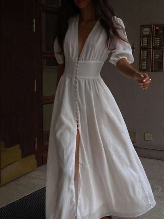 Elsie - Frenchy Robe longue fendue par des boutons