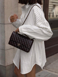 Leah - Chemise oversize rayée à grandes poches