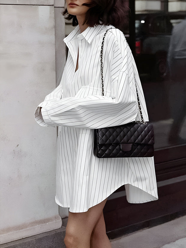 Leah - Chemise oversize rayée à grandes poches