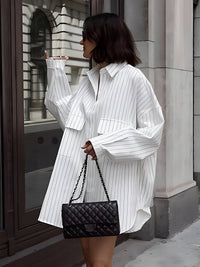 Leah - Chemise oversize rayée à grandes poches