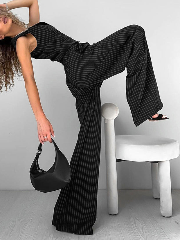 Tamara - Ensemble pantalon de costume décontracté à rayures