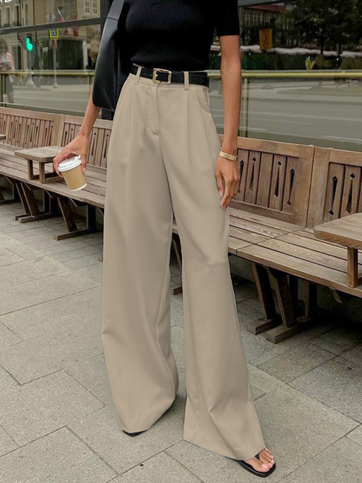 Damenhose mit hoher Taille und weitem Bein - Victoria