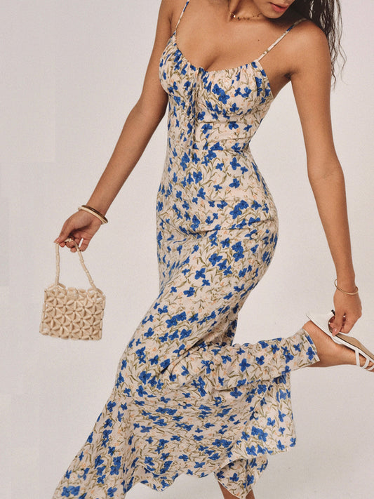 Lily - Robe longue à imprimé floral et ourlet irrégulier noué