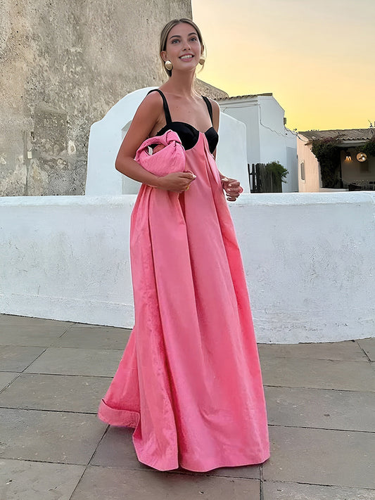 Bárbara - Robe longue à bretelles dos nu avec épissures au niveau du soutien-gorge