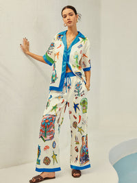 Selma - Ensemble pantalon imprimé à bordures contrastées