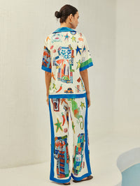 Selma - Ensemble pantalon imprimé à bordures contrastées