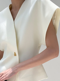 Trendy V-Neck Button Down Blouse