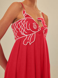 Scarlett - Robe semi-transparente en forme de poisson brodé