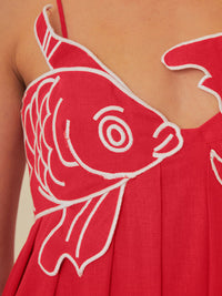 Scarlett - Robe semi-transparente en forme de poisson brodé
