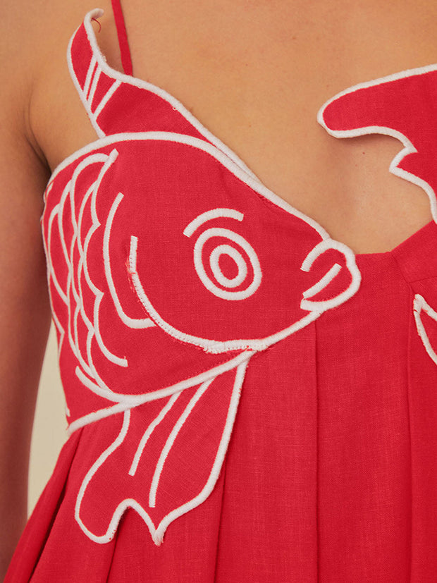 Scarlett - Robe semi-transparente en forme de poisson brodé