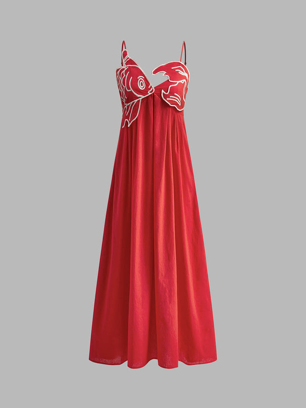 Scarlett - Robe semi-transparente en forme de poisson brodé