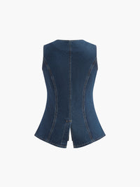 Saula - Ensemble gilet péplum en denim et short