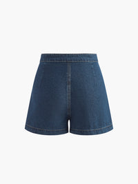 Saula - Ensemble gilet péplum en denim et short