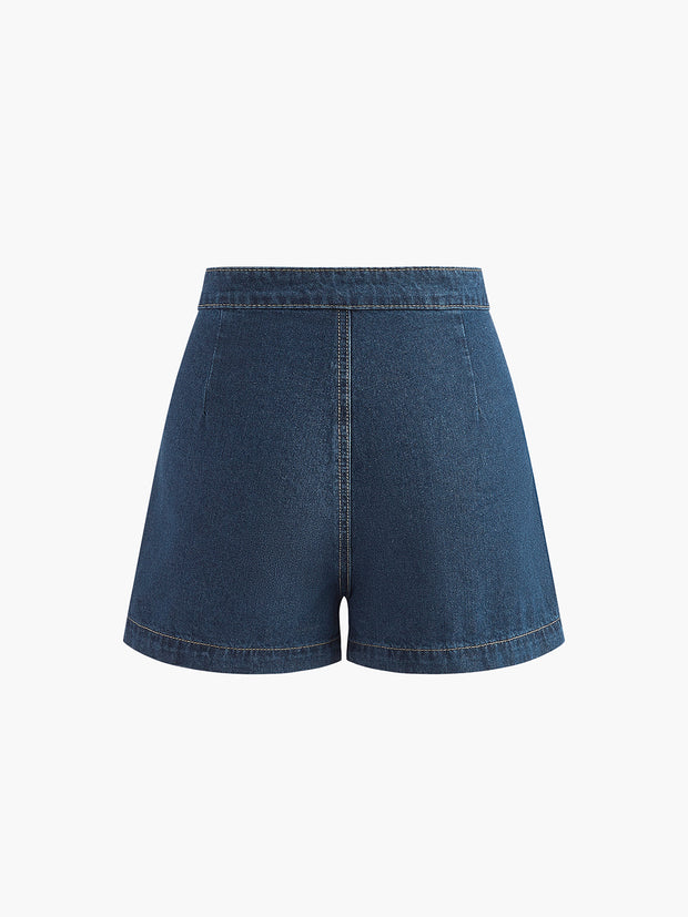 Saula - Ensemble gilet péplum en denim et short