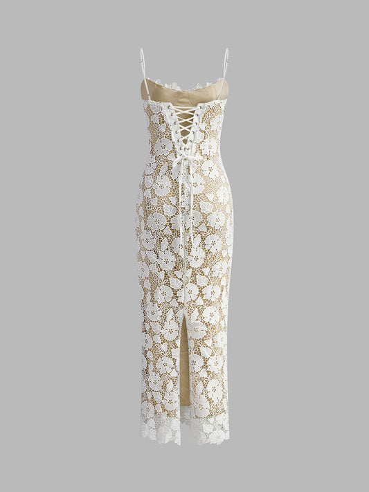 Cami - Robe en dentelle double couche semi-transparente