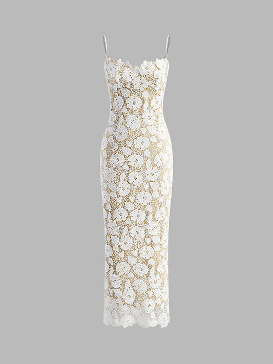 Cami - Robe en dentelle double couche semi-transparente