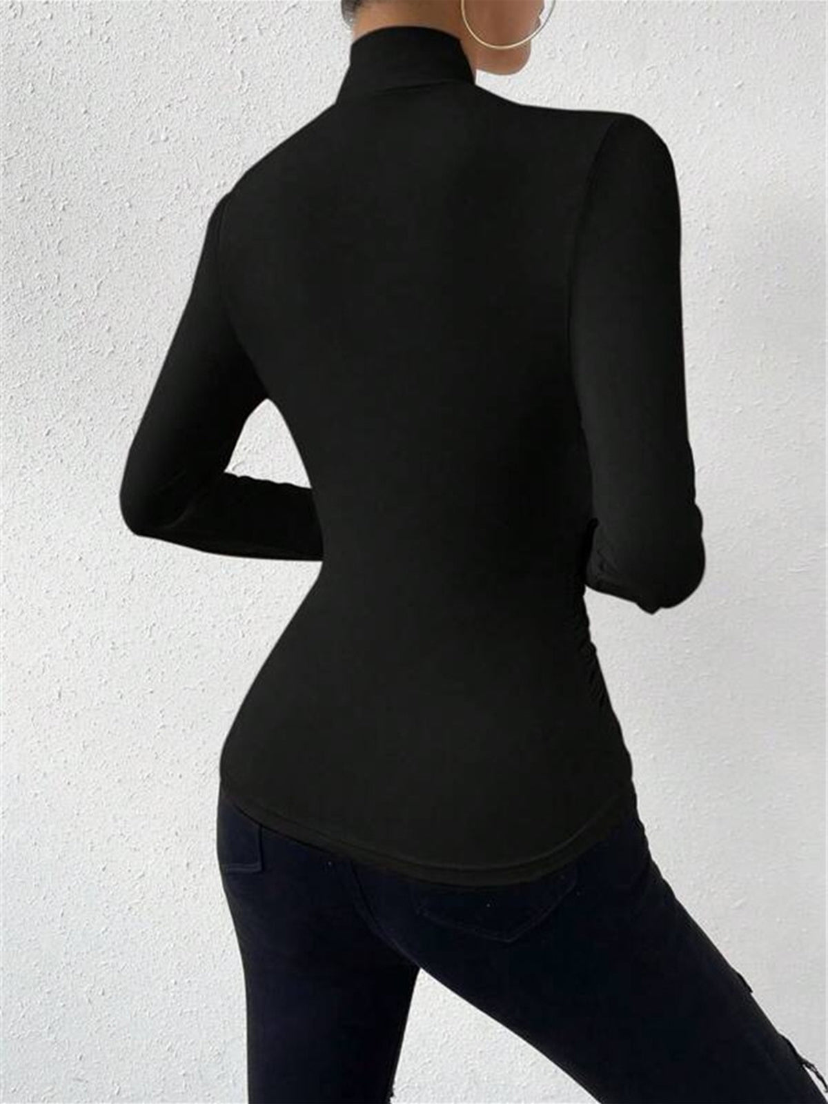 Gestricktes Damen-T-Shirt mit Stehkragen - Sigrunel