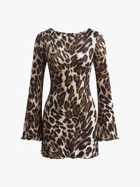 Leopardenkleid mit offenem Rücken und Schleife für Damen - Elena