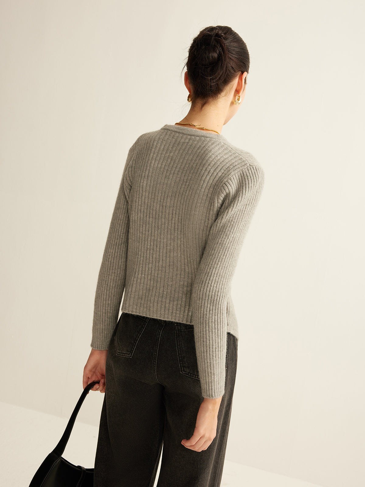 Damen Strickjacke mit Schlitz vorne - Elsvira