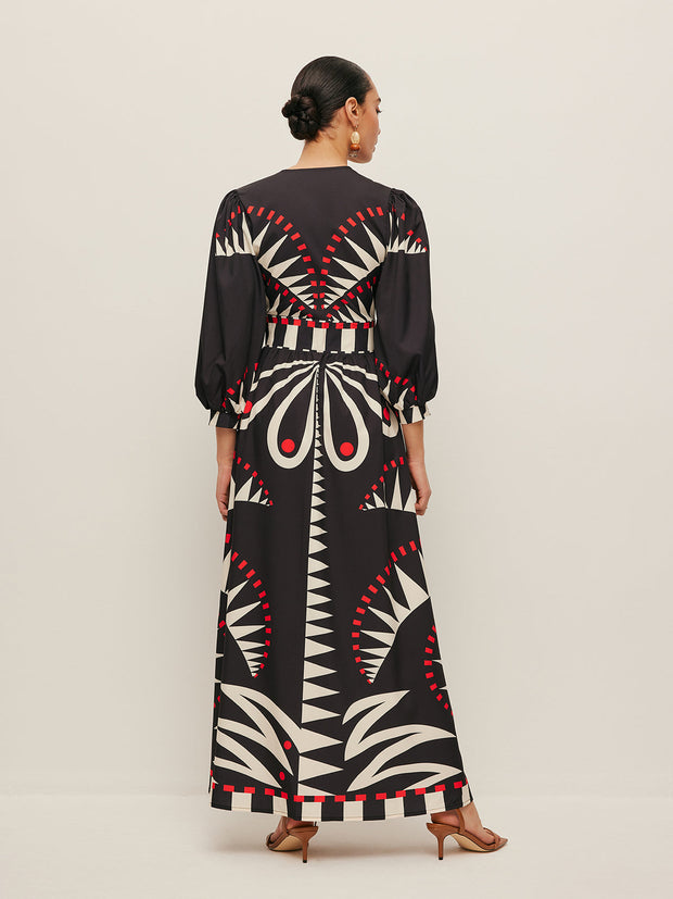 Dinah - Boho Print V-Neck Split Dress
