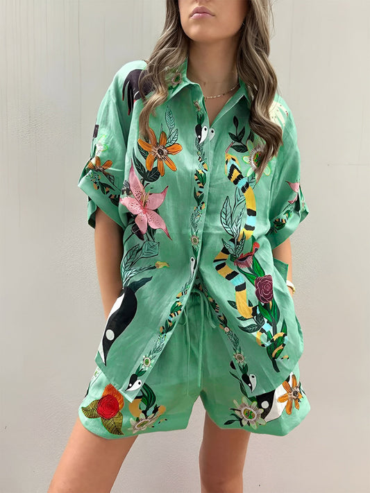 Saray - Ensemble short oversize imprimé floral
