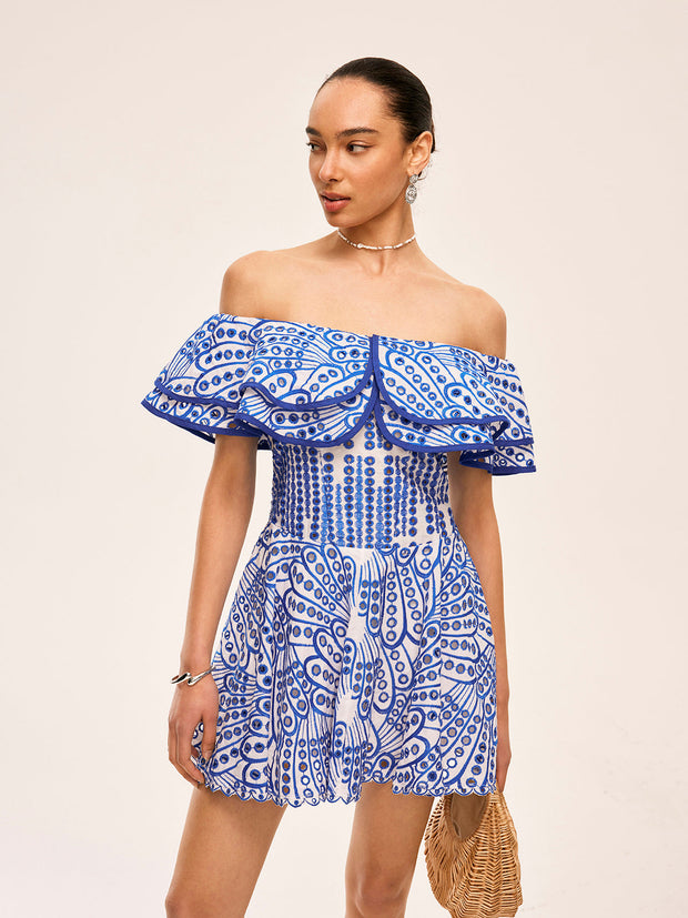 Hanna - Robe à volants semi-transparents à épaules découvertes