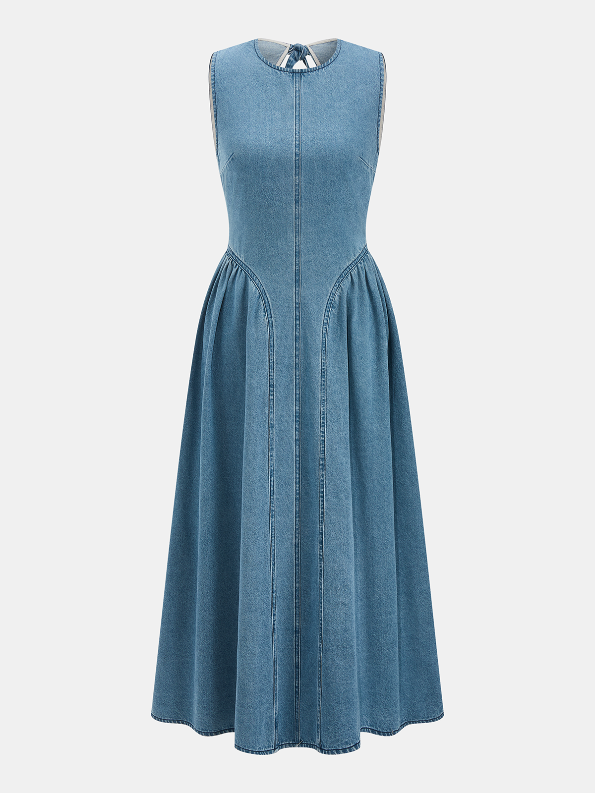 Ärmelloses Jeanskleid Midi ärmelloses Kleid baggy lässiges Sommerkleid - Keyla
