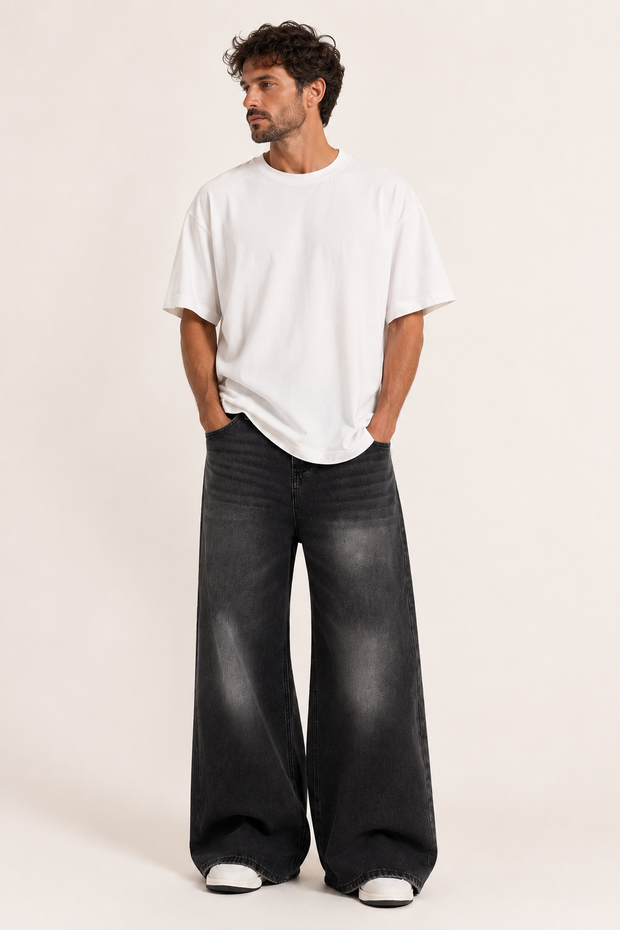 Retro-Baggy-Jeans für Herren mit sehr weitem Bein und verwaschener Optik – Klaus