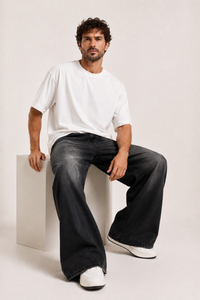 Retro-Baggy-Jeans für Herren mit sehr weitem Bein und verwaschener Optik – Klaus