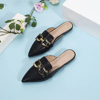 Mules plates pour femmes avec bordure métallique - Heidy