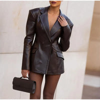 Blazer femme effet cuir à taille cintrée - Odile