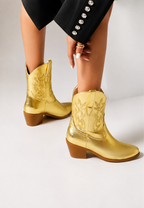 Cowboystiefel für Damen, mittelhoch, bestickt, mit breitem Absatz – Helga
