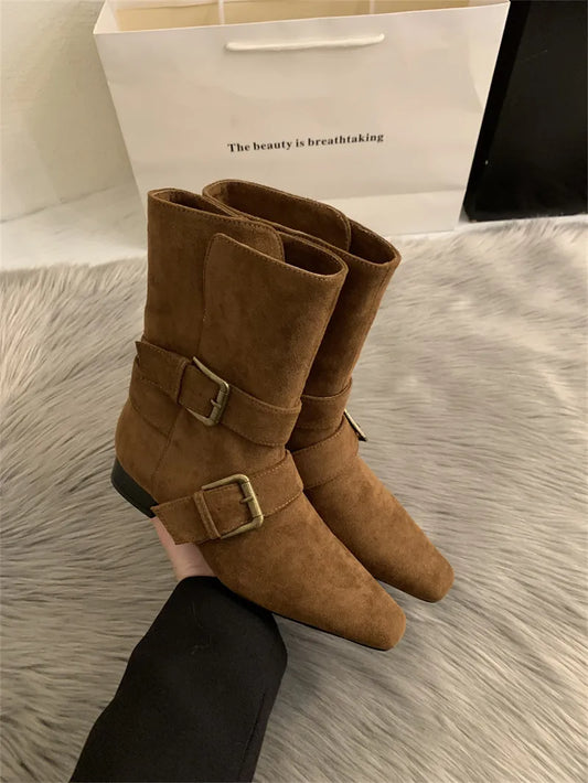Bottines effet daim à boucles - Pelinna