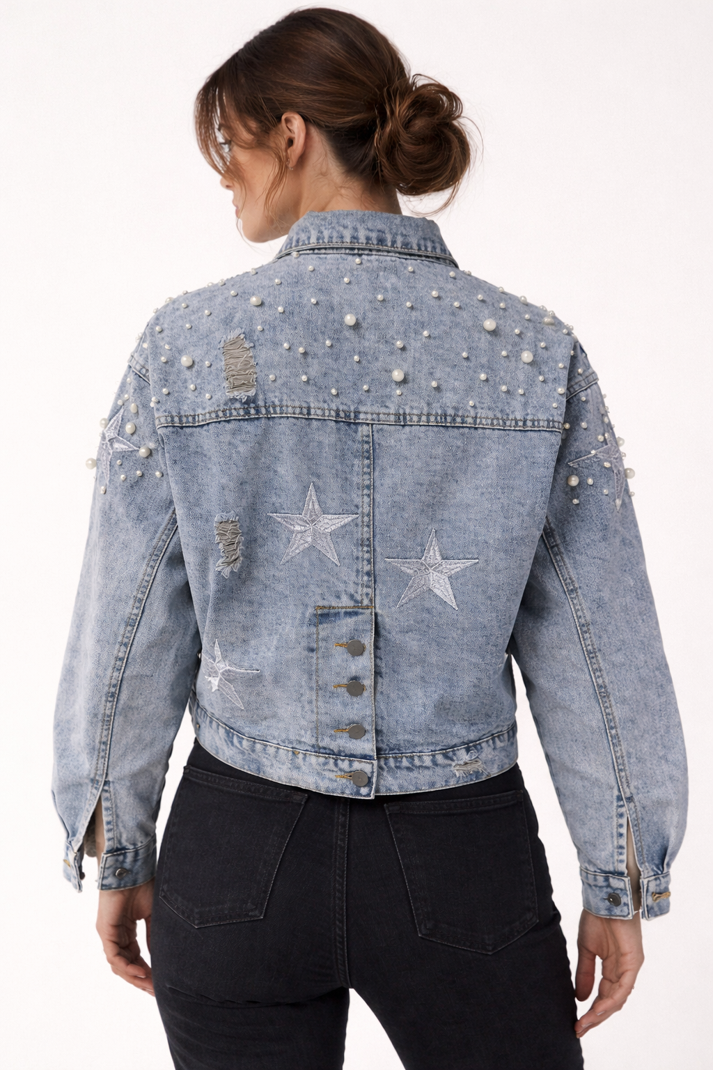Himmlische bestickte Jeansjacke für Frauen - Brunhilda