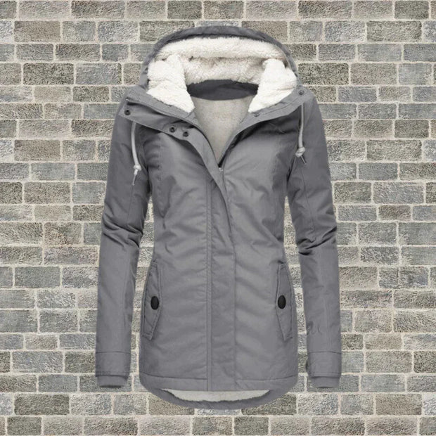 CAMILA - Manteau plissé en coton avec capuche