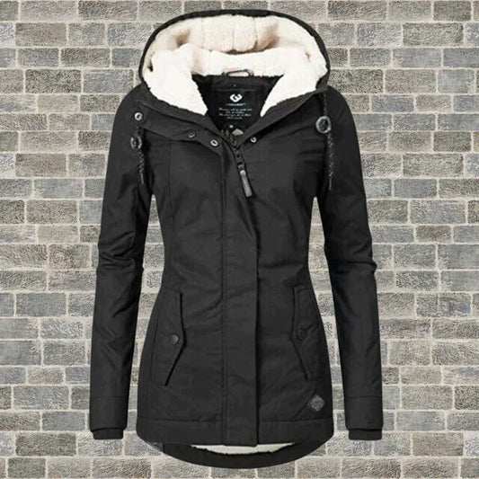 CAMILA - Manteau plissé en coton avec capuche