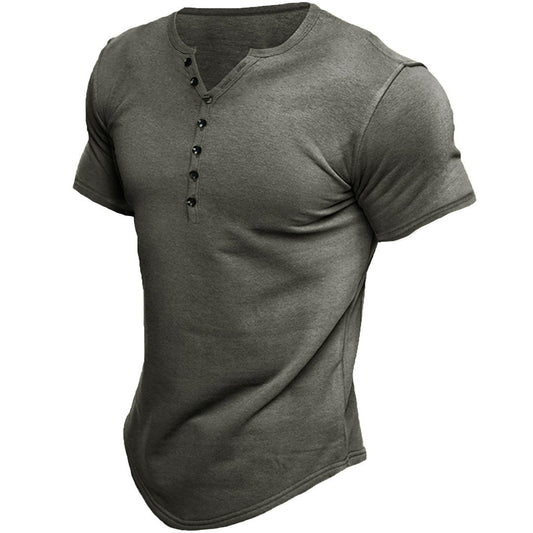 T-shirt homme slim fit avec demi-patte de boutonnage