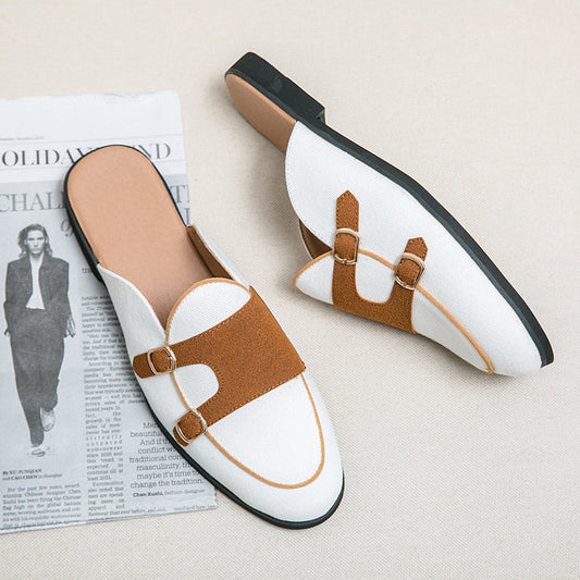 Nolan - Modern mules with buckles in a two-Couleur look