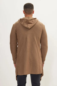 Langer Strickcardigan mit Kapuze und Knöpfen – Baptiste
