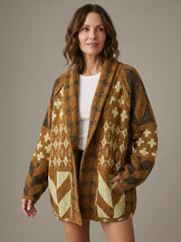 Cardigan long en maille imprimé pour femme - Nyxie