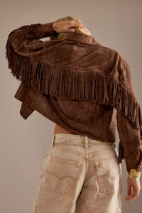Blouson femme effet daim à franges - Calista
