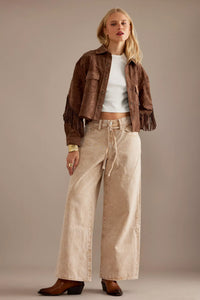 Blouson femme effet daim à franges - Calista