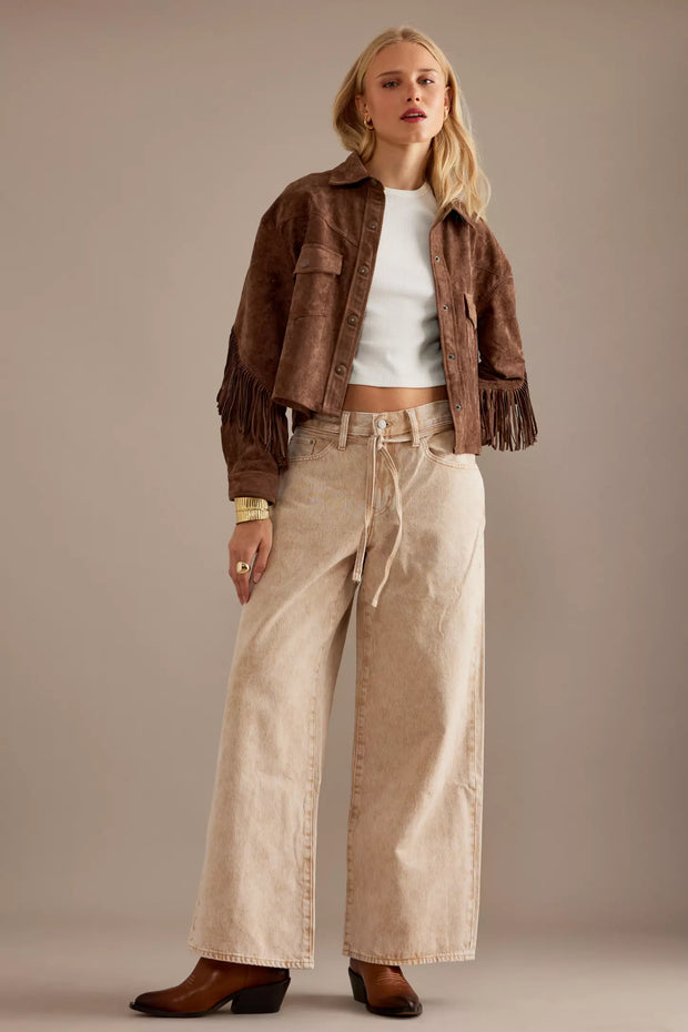 Blouson femme effet daim à franges - Calista