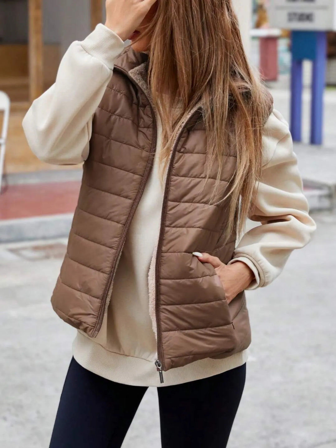Gilet matelassé pour femme avec zip et poches - Elora