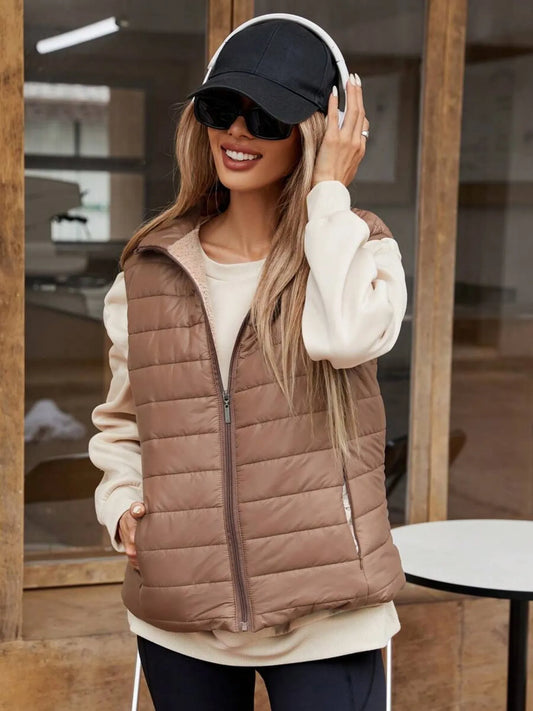 Gilet matelassé pour femme avec zip et poches - Elora