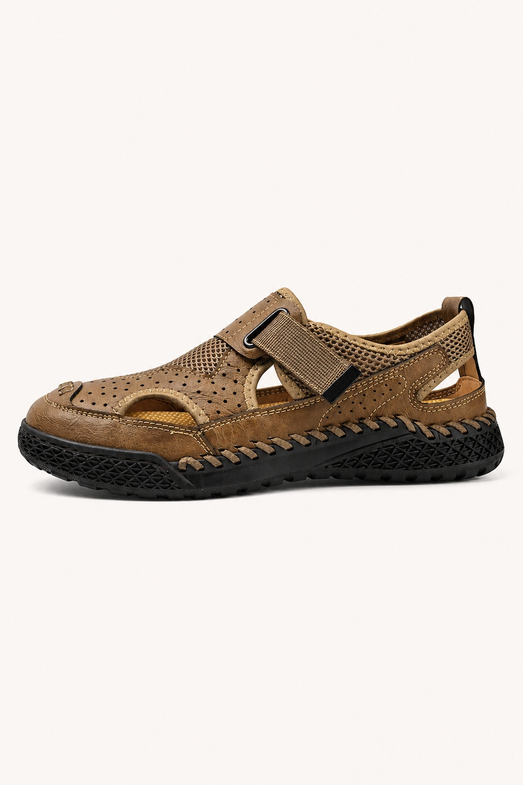 Geschlossene Herrensandalen mit Lochmuster und Klettverschluss – Lorenz