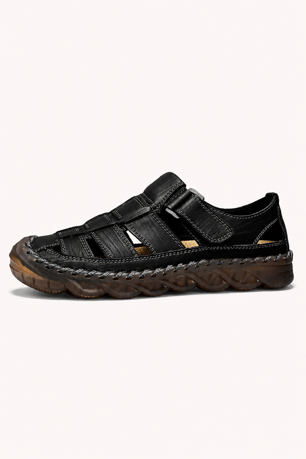 Geschlossene Herrensandalen mit Klettverschluss und dicker Sohle – Oskar