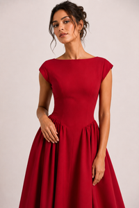 Robe de cocktail midi élégante à jupe ample - Alisa