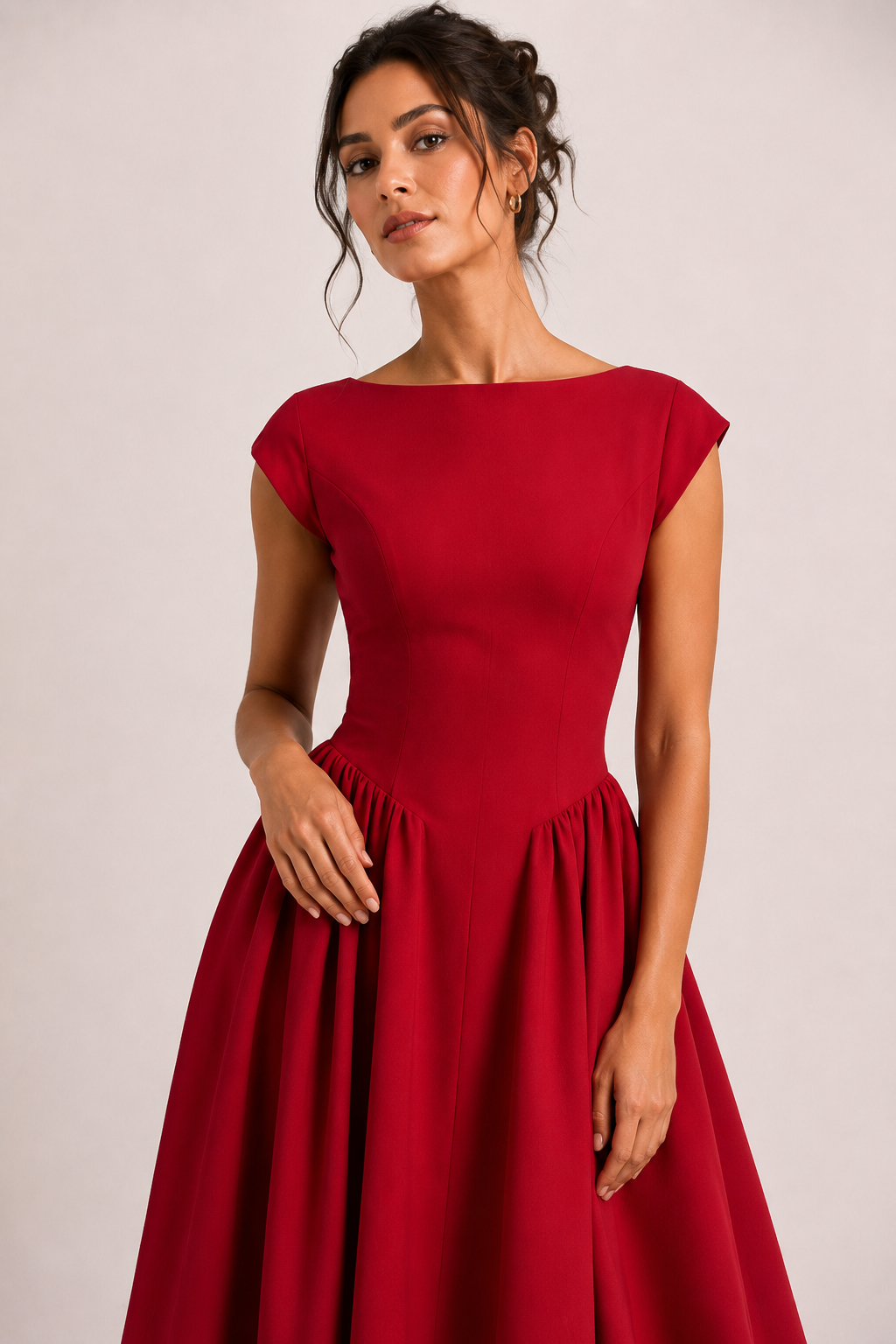 Elegantes Midi-Cocktailkleid mit weitem Rock – Alisa